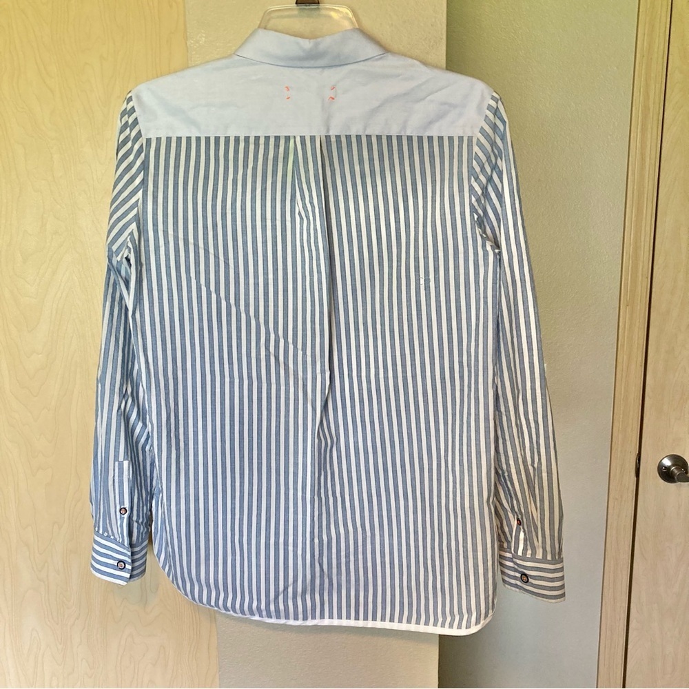 Chinti And Parker Women S Blue White Pinstripe Button Down Long Sleeve Shirt - Picture 6 of 10